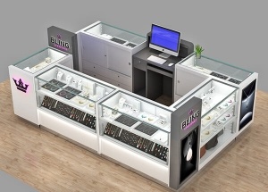 Mall jewellery kiosk design white display showcase