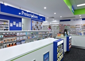 pharmacy decoration display counter retail pharmacy design