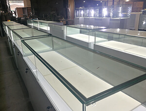 White jewelry store display cases for USA project