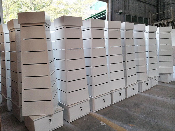 White slatwall gondola display stands wholesale