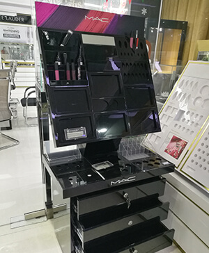 black makeup display stand for UK project